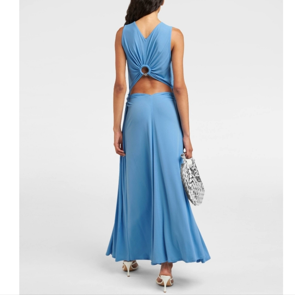 Bottega Veneta Ring Detail Jersey Maxi Gown Dress In Admiral New Size 38… - Picture 1 of 16